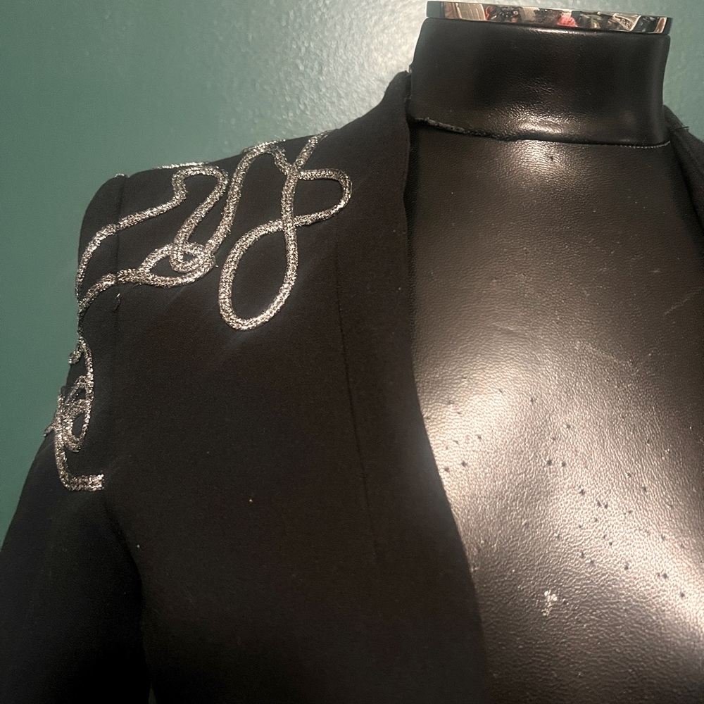 Silver embellished black blazer